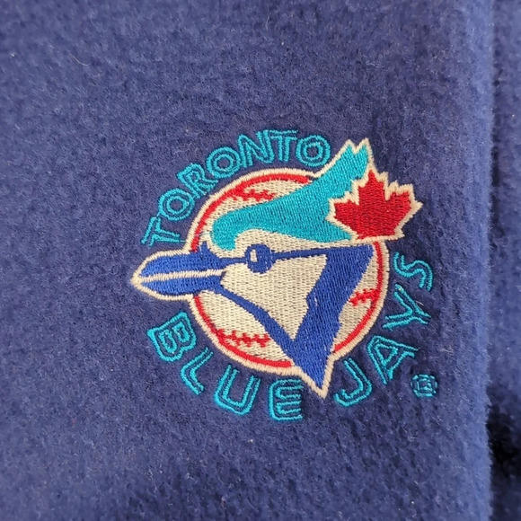 Vintage Toronto Blue  Jays 90s 1/4 Zip Fleece Sweatshirt Navy L Unisex Men MLB - Picture 4 of 8
